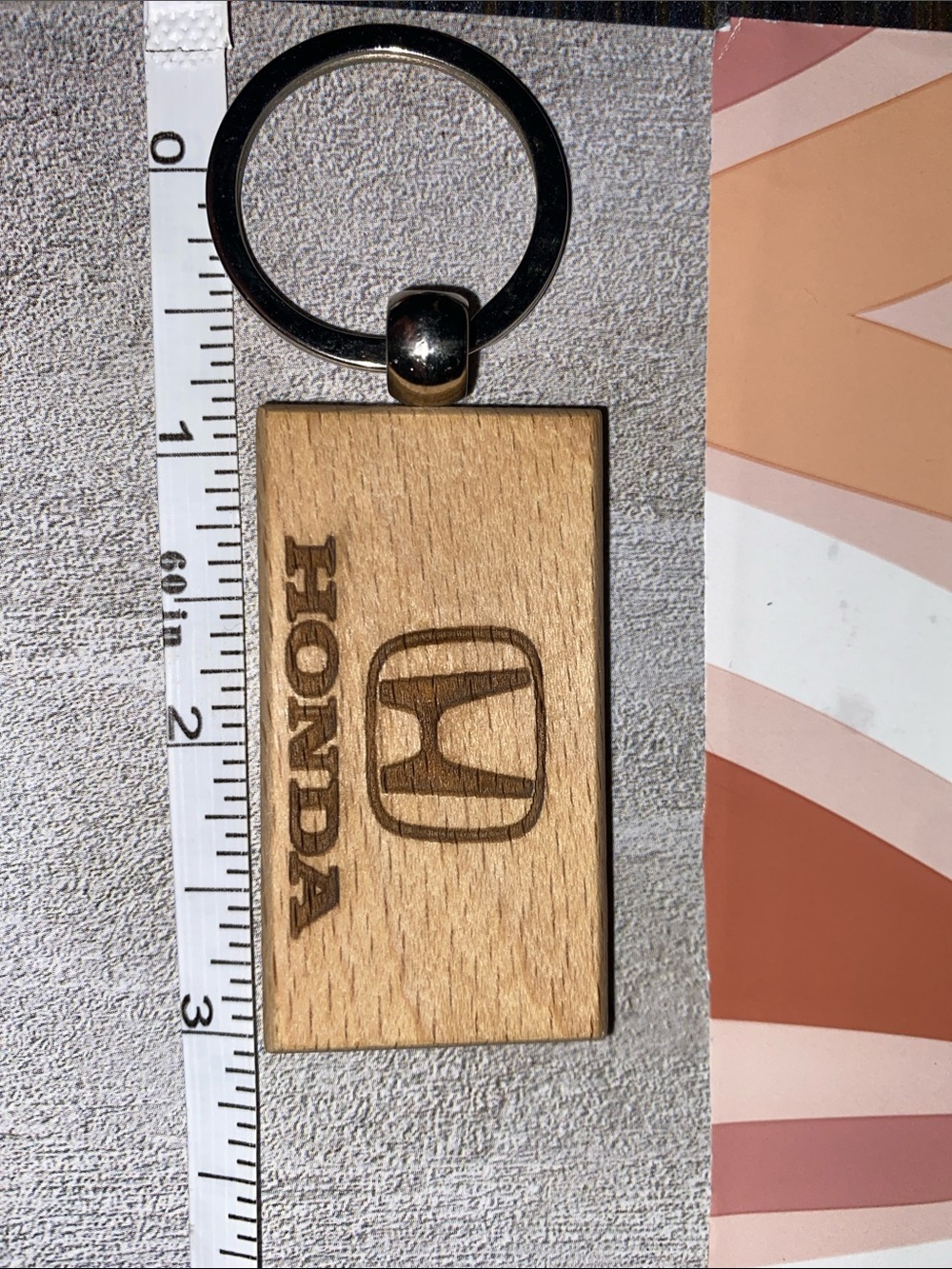 Honda Engraved Wooden Keychain - Natural Wood